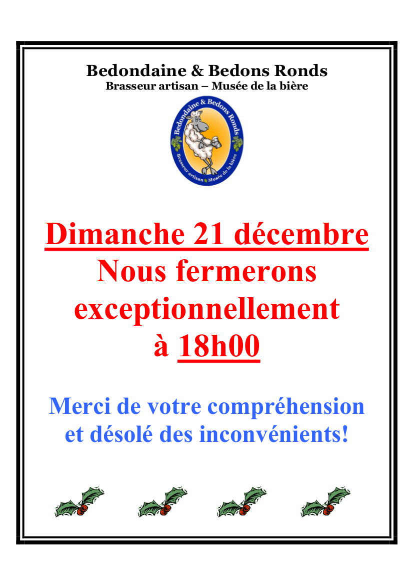 Horaire 21 décembre